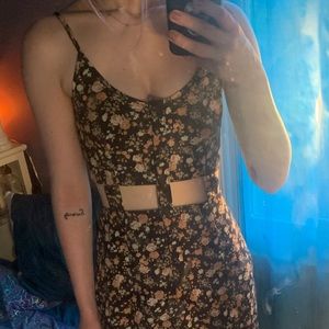 Floral Printed Cut-Out Long Dress